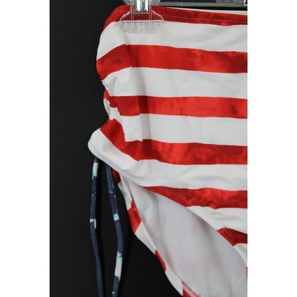 TRUE CRAFT PLUS SIZE 1X SWIM BOTTOMS RED WHITE STRIPE W/BLUE DRAWSTRING - Picture 2 of 7